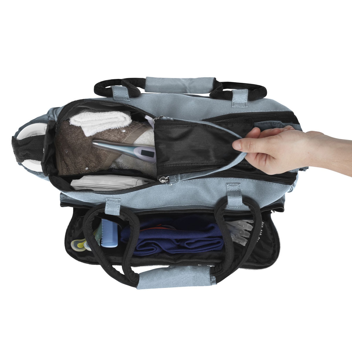 BADABULLE Sac à langer multipoches gris BOHO 