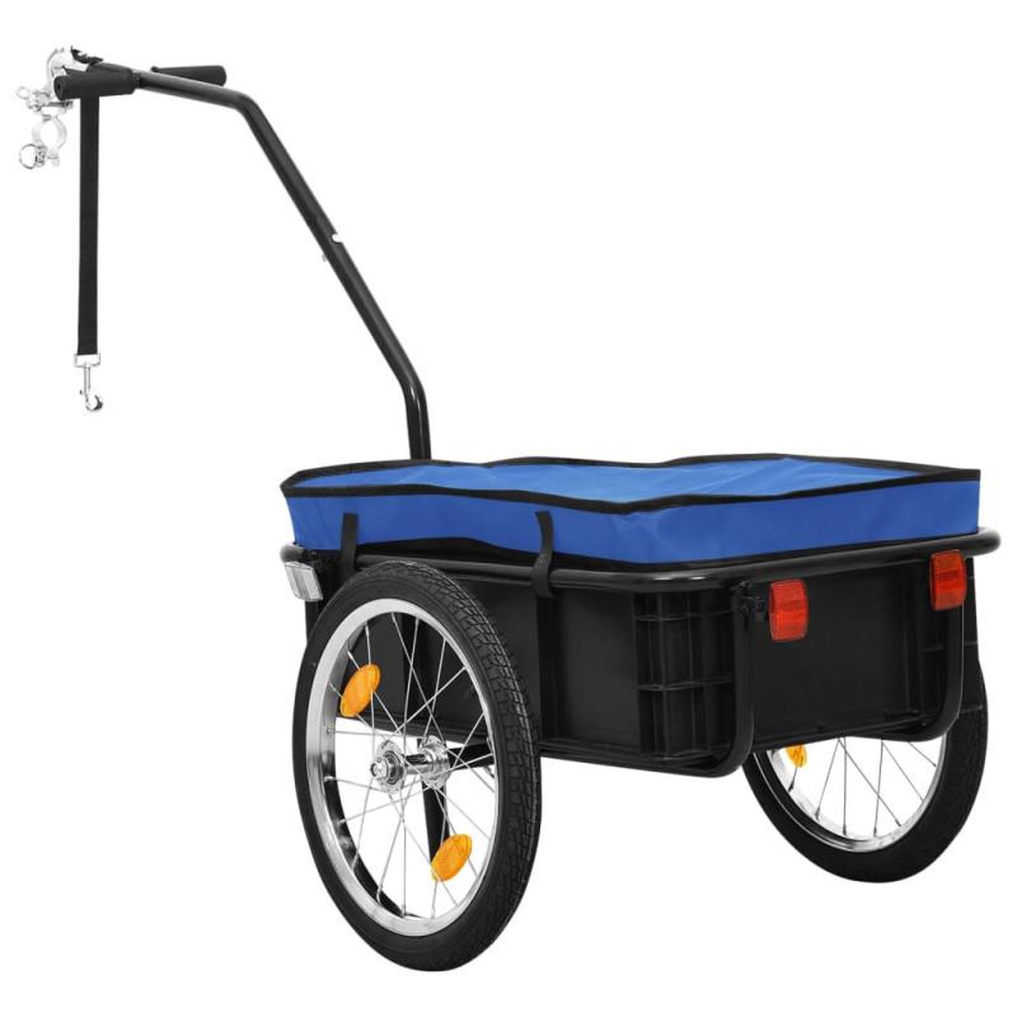 Voir la diapositive 2 : VIDAXL Remorque de vélo chariot à main 155x60x83 cm acier bleu