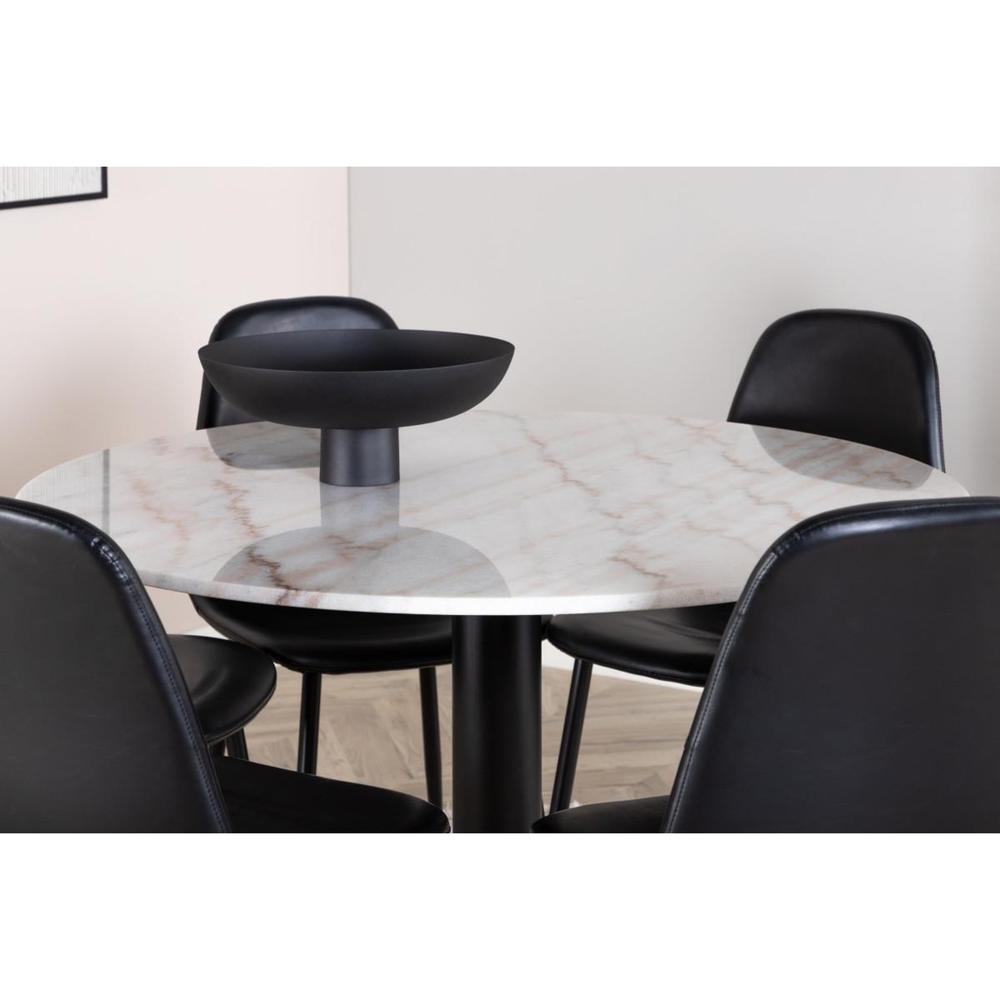 Voir la diapositive 5 : Paris Prix Ensemble table à manger & 6 chaises  estelle i & polar i  106cm blanc & noir