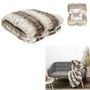 Voir la diapositive 6 : TOILINUX Plaid imitation fourrure - 200x140cm - Marron et Beige