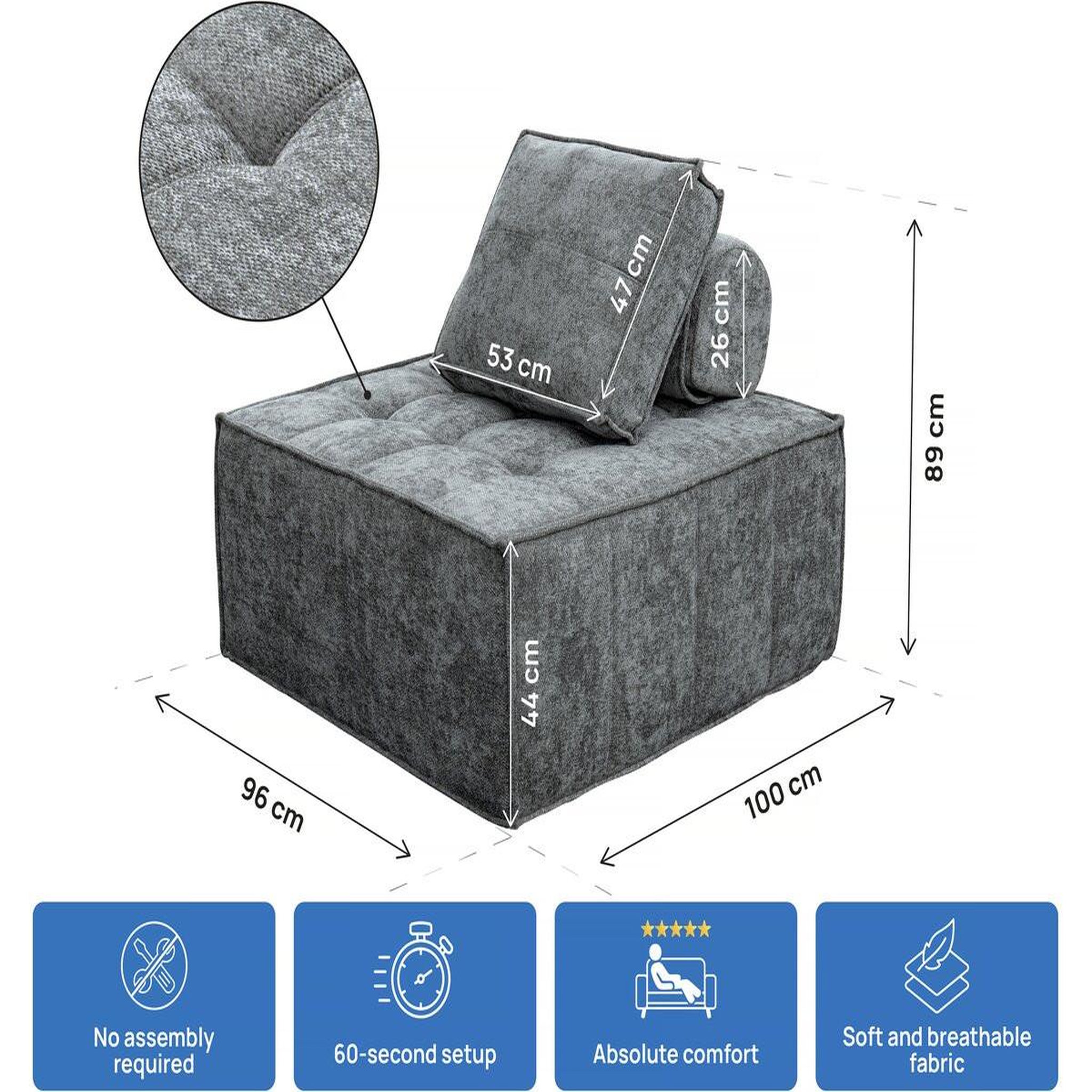 Voir la diapositive 3 : Habitat et Jardin Chauffeuse en tissu texturé  velluto  - 96 x 100 x 89 cm - gris