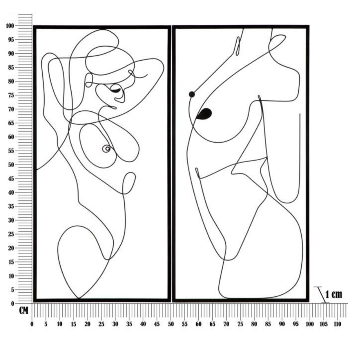 Paris Prix Lot de 2 Décorations Murales en Métal  Body  100cm Noir