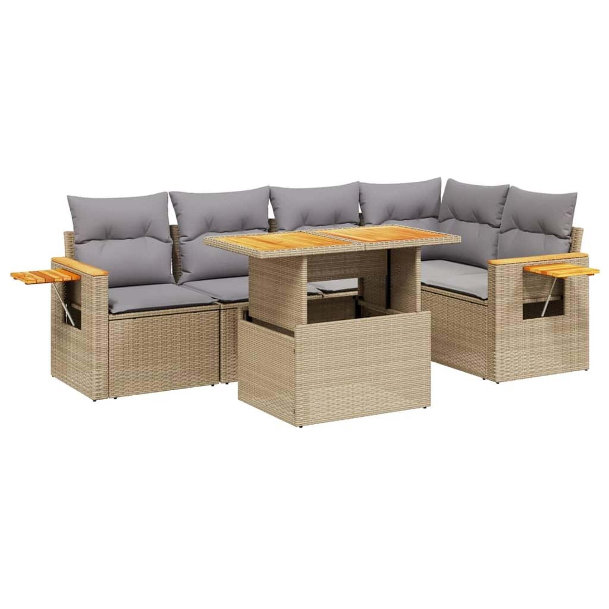 Voir la diapositive 2 : VIDAXL Salon de jardin avec coussins 6 pcs beige resine tressee