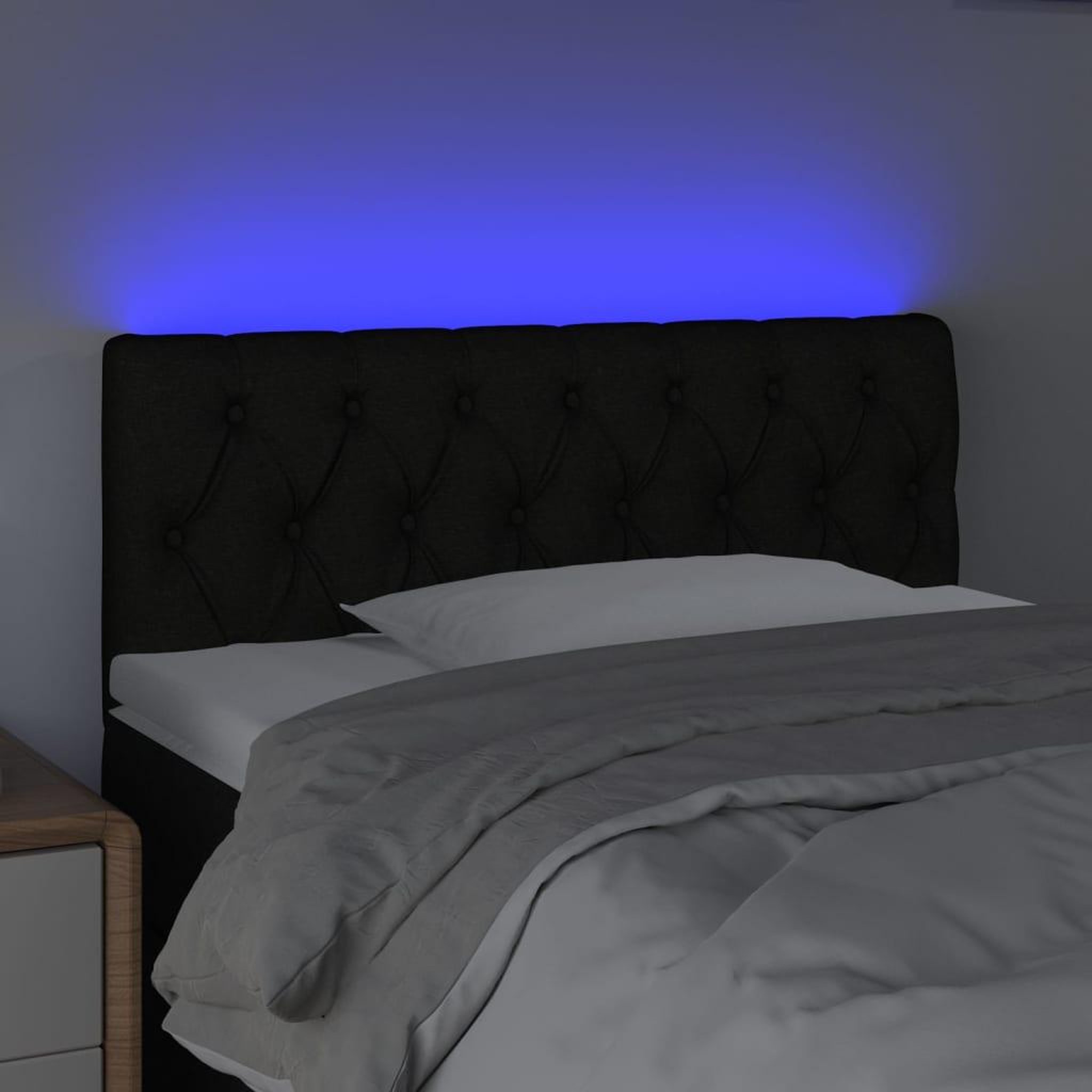 Voir la diapositive 3 : VIDAXL Tete de lit a LED Noir 90x7x78/88 cm Tissu