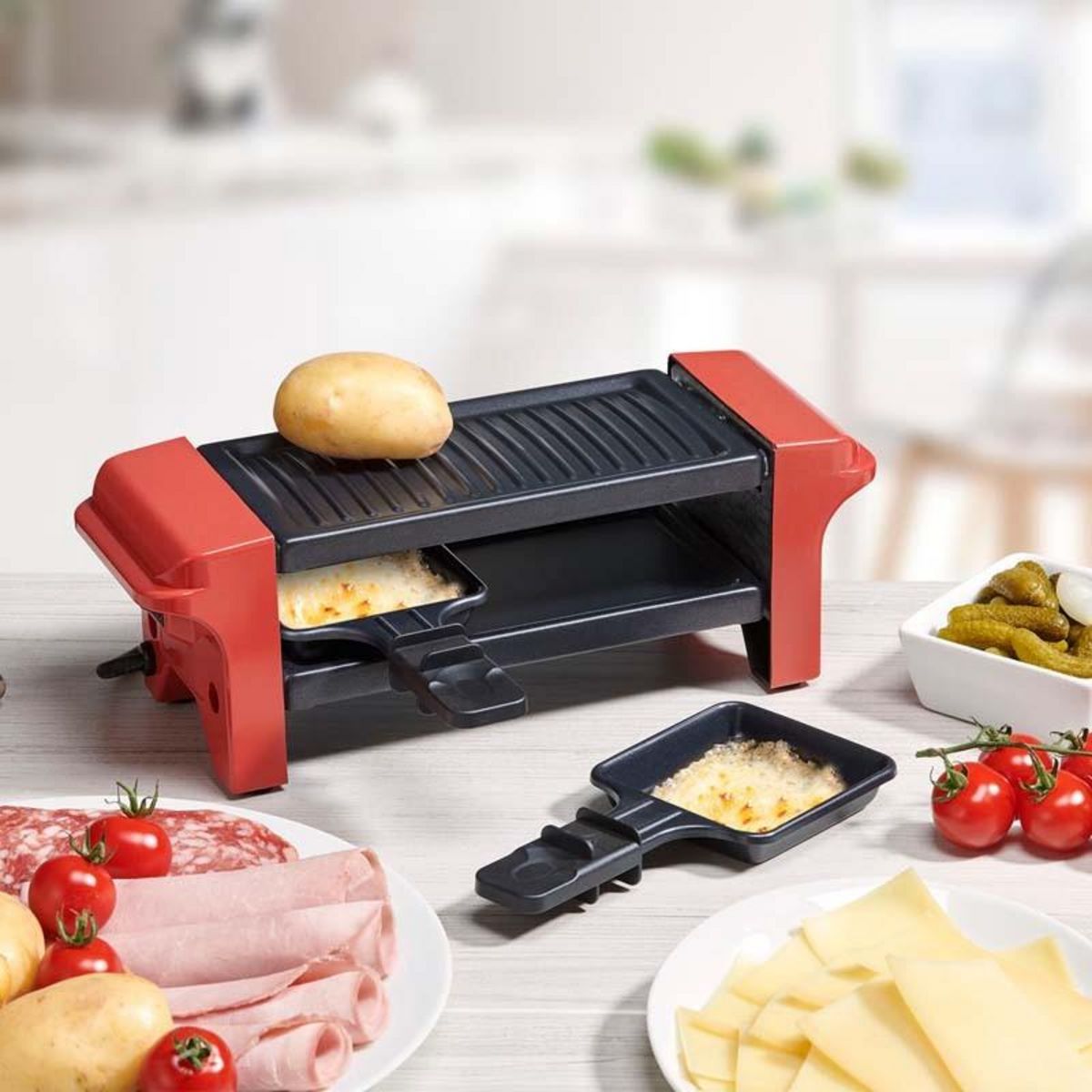 KITCHENCOOK Machine à Raclette Grill 2 Personnes – Rc Rigi Red Kitchencook