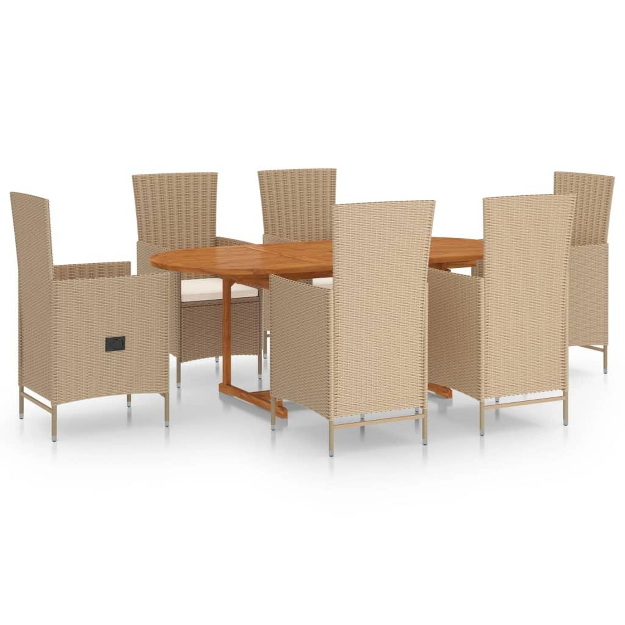 Voir la diapositive 2 : VIDAXL Ensemble a manger de jardin 7 pcs Resine tressee Beige