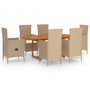 Voir la diapositive 2 : VIDAXL Ensemble a manger de jardin 7 pcs Resine tressee Beige
