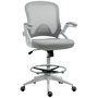 Voir la diapositive 1 : HOMCOM Fauteuil de bureau chaise de bureau assise haute réglable dim. 64L x 60l x 106-126H cm pivotant 360° maille respirante gris