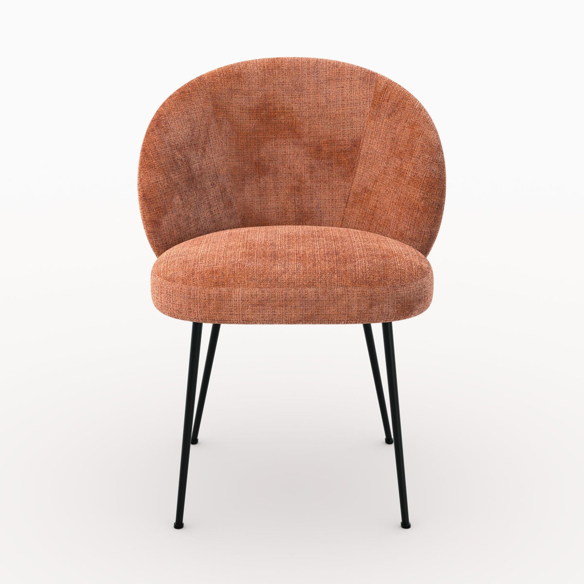 Rendez vous déco Chaise en velours chenillé terracotta et métal noir-Bloomy