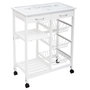 Voir la diapositive 1 : Desserte de cuisine sur roulettes en bois blanc et plateau en verre - 67 cm x 35 cm x H 81 cm