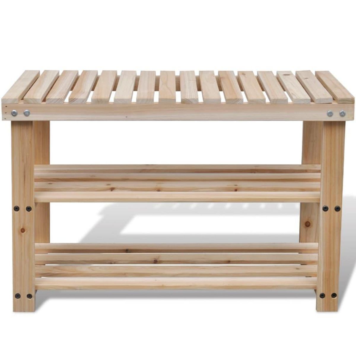 VIDAXL Etagere a chaussures 2 en 1 et dessus banc Bois de sapin massif