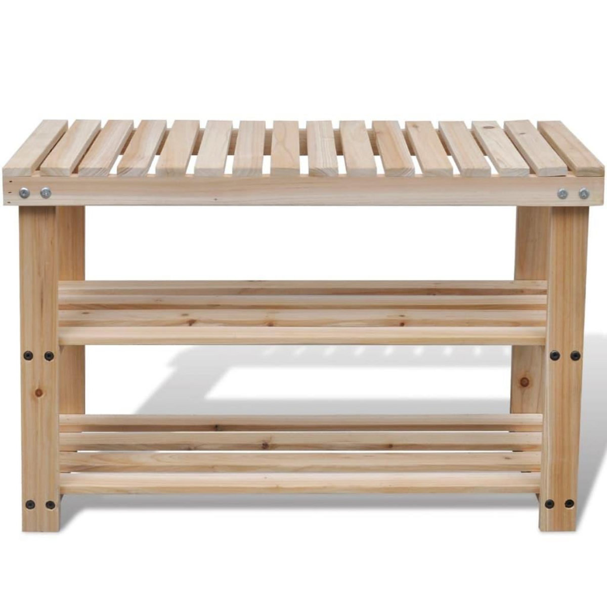 VIDAXL Etagere a chaussures 2 en 1 et dessus banc Bois de sapin massif