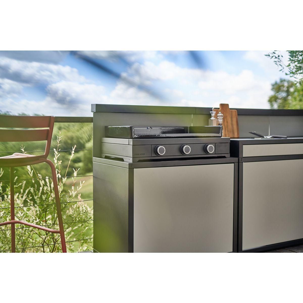 FORGE ADOUR Plancha gaz 6000w plaque fonte émaillée 74.4x42cm - MODERNG75AN