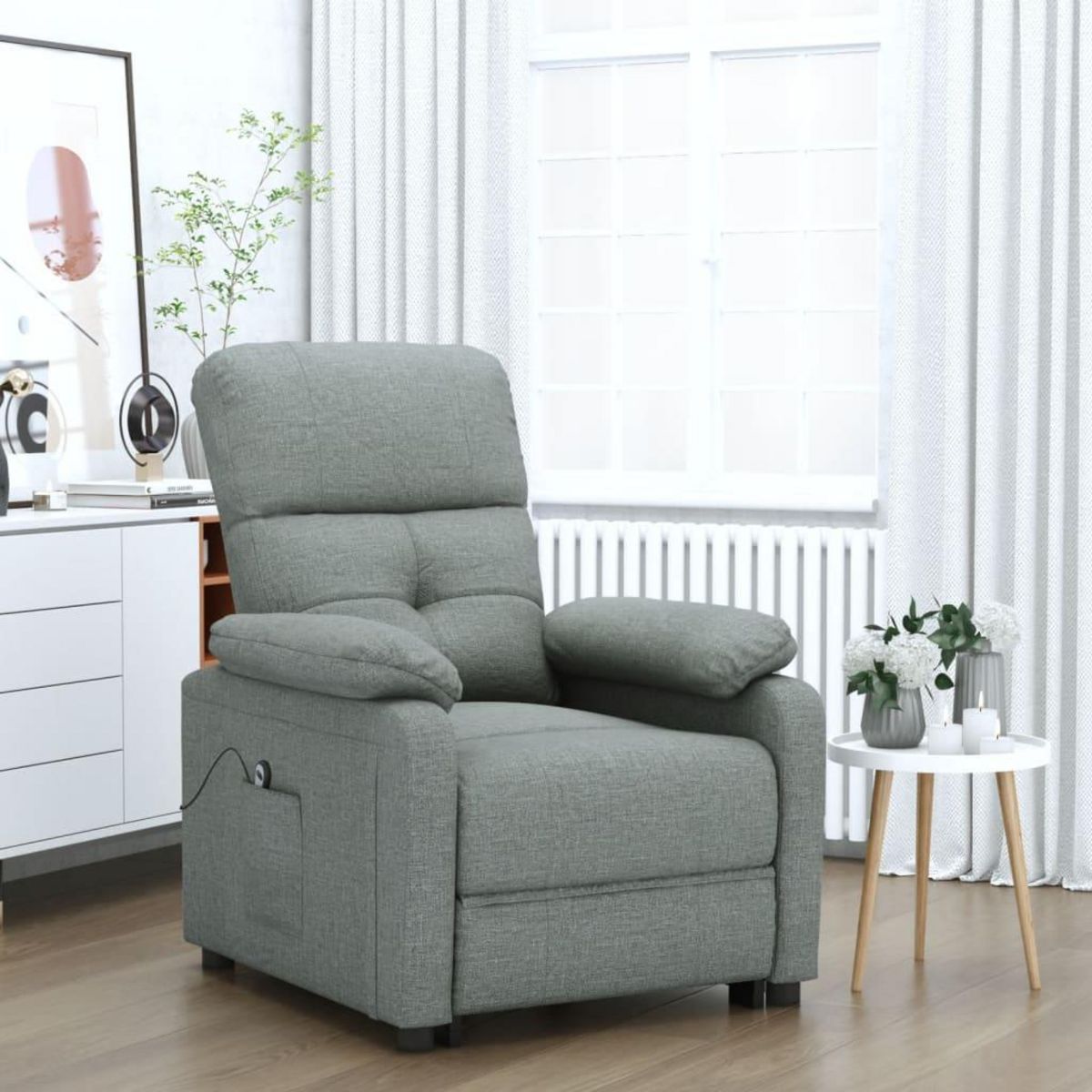VIDAXL Fauteuil inclinable electrique Gris fonce Tissu