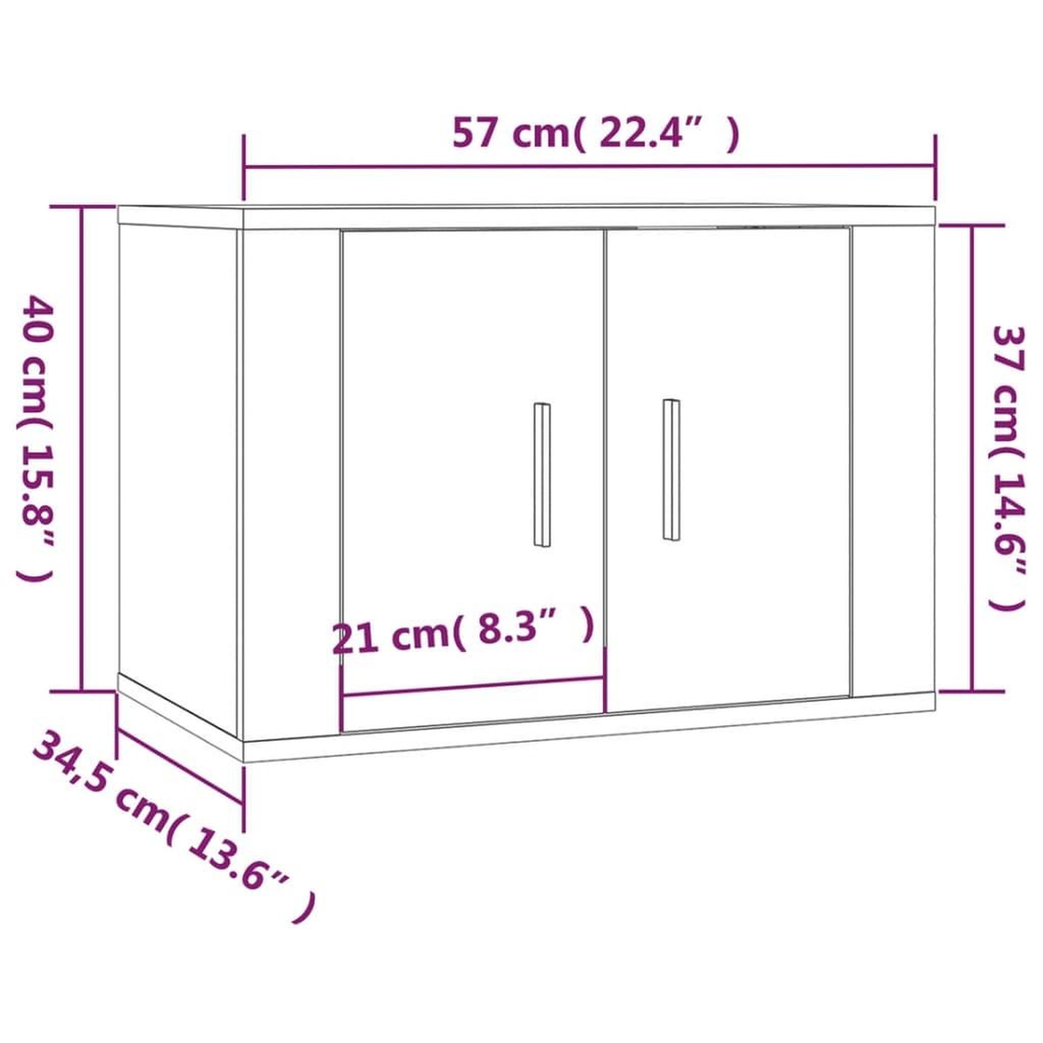 Voir la diapositive 6 : VIDAXL Meuble TV mural Blanc brillant 57x34,5x40 cm