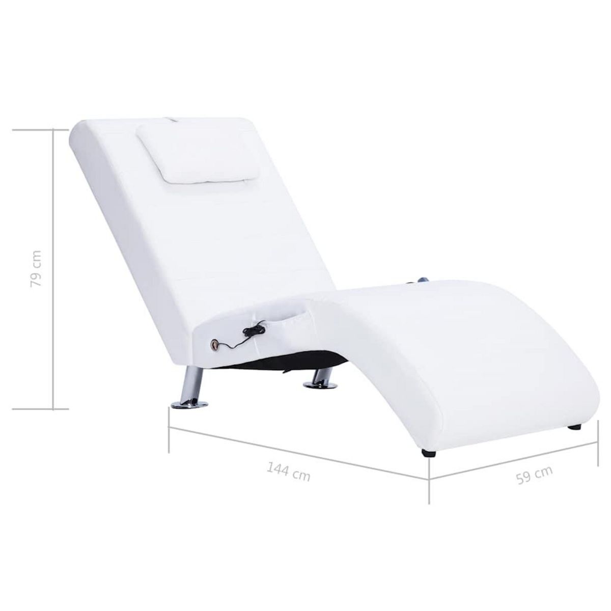 VIDAXL Chaise longue de massage avec oreiller Blanc Similicuir