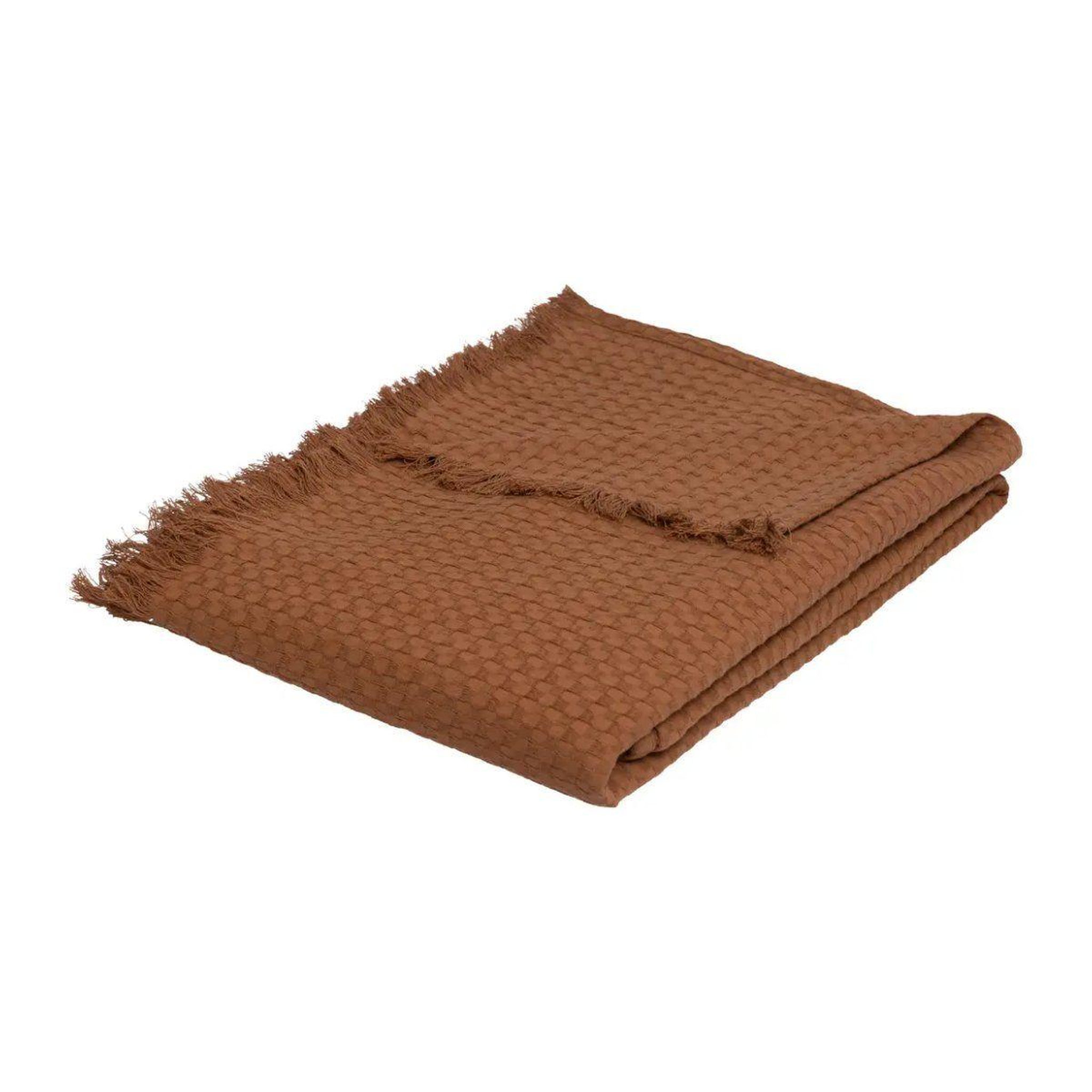 ATMOSPHERA Jeté de lit nid d'abeille  widdy  130x180cm terracotta
