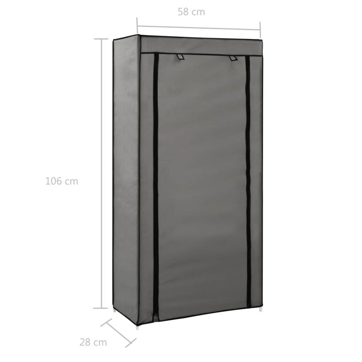 VIDAXL Armoire a chaussures avec housse Gris 58x28x106 cm Tissu