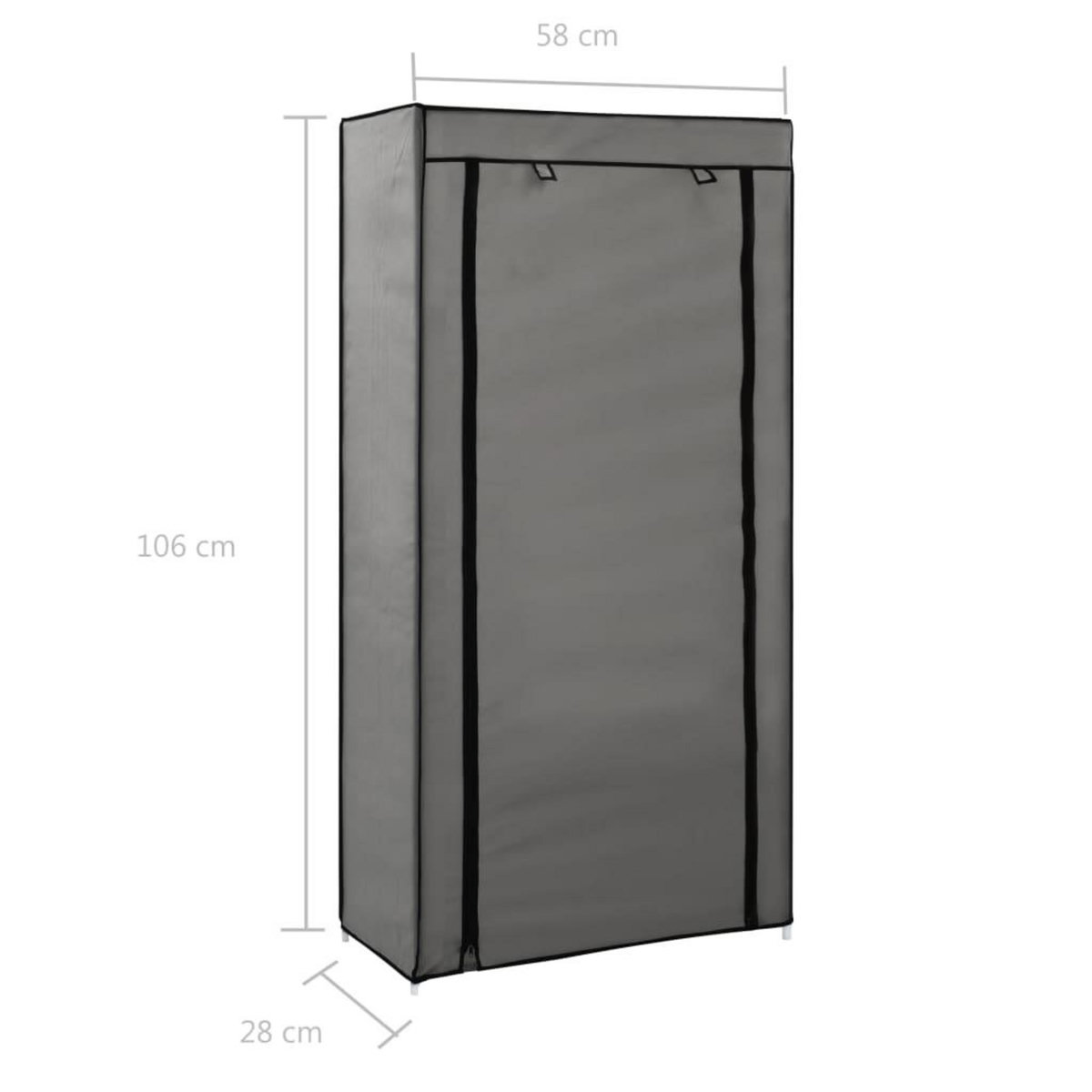 VIDAXL Armoire a chaussures avec housse Gris 58x28x106 cm Tissu