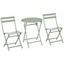 Voir la diapositive 1 : OUTSUNNY Salon de jardin bistro pliable - table ronde Ø 60 cm avec 2 chaises pliantes - métal thermolaqué vert d'eau
