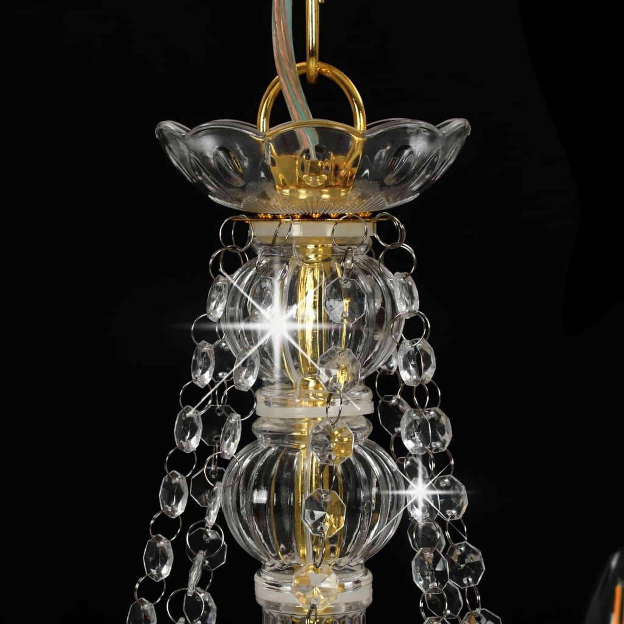 Voir la diapositive 5 : VIDAXL Lustre avec perles Dore 8 ampoules E14