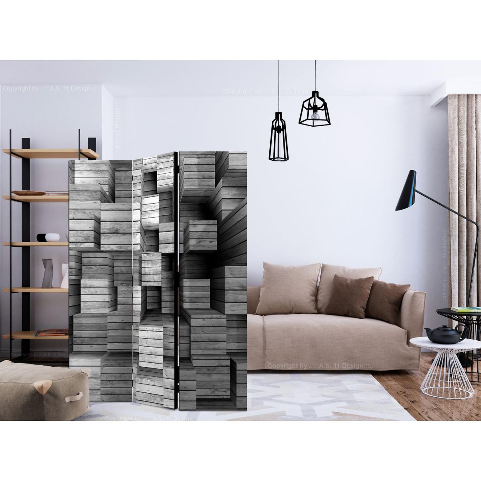 Voir la diapositive 2 : Paris Prix Paravent 3 volets  grey precision  135x172cm