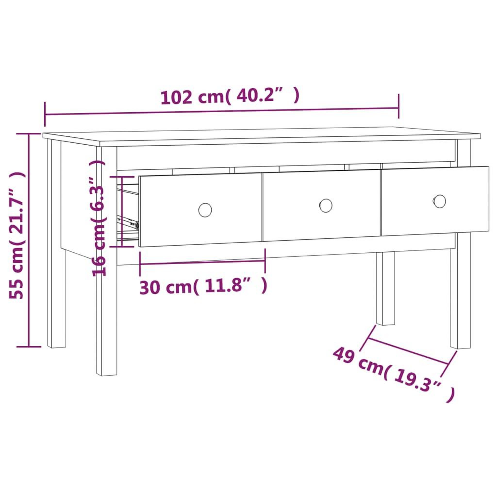 Voir la diapositive 6 : VIDAXL Table basse 102x49x55 cm Bois massif de pin