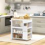 Voir la diapositive 2 : HOMCOM Desserte de cuisine style cosy chic multi-rangement blanc bois hévéa