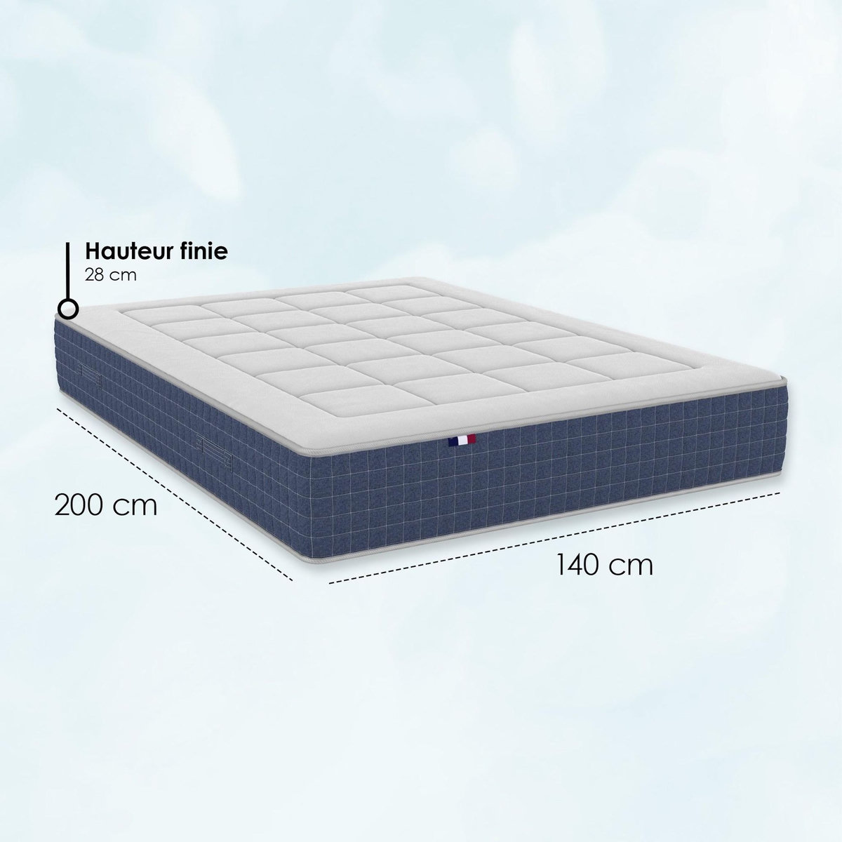 IDLITERIE Matelas ressorts ensachés KING STYLE, mémoire de forme, confort ferme