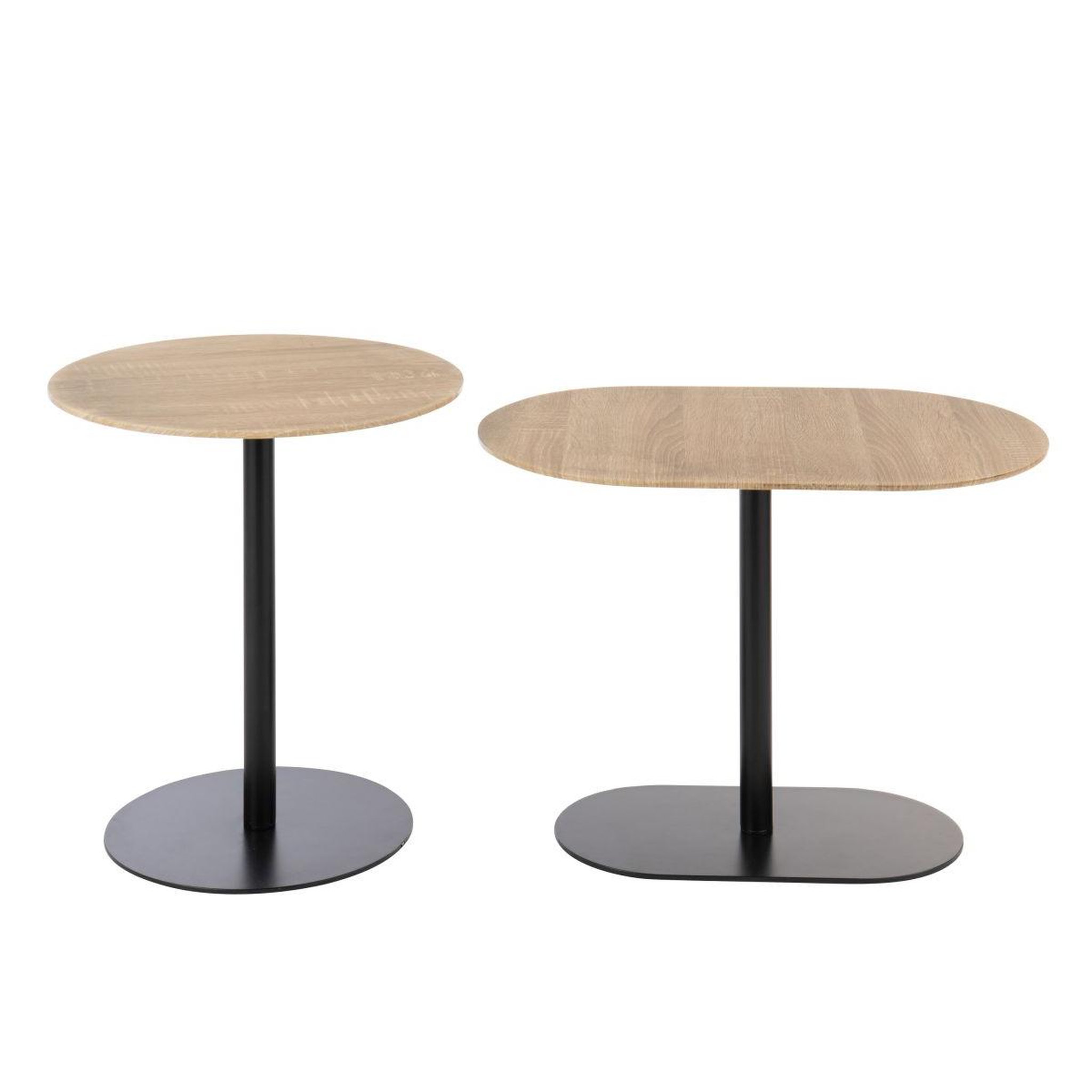 Voir la diapositive 2 : J-LINE Lot de 2 tables d'appoint  fay  55cm noir & naturel