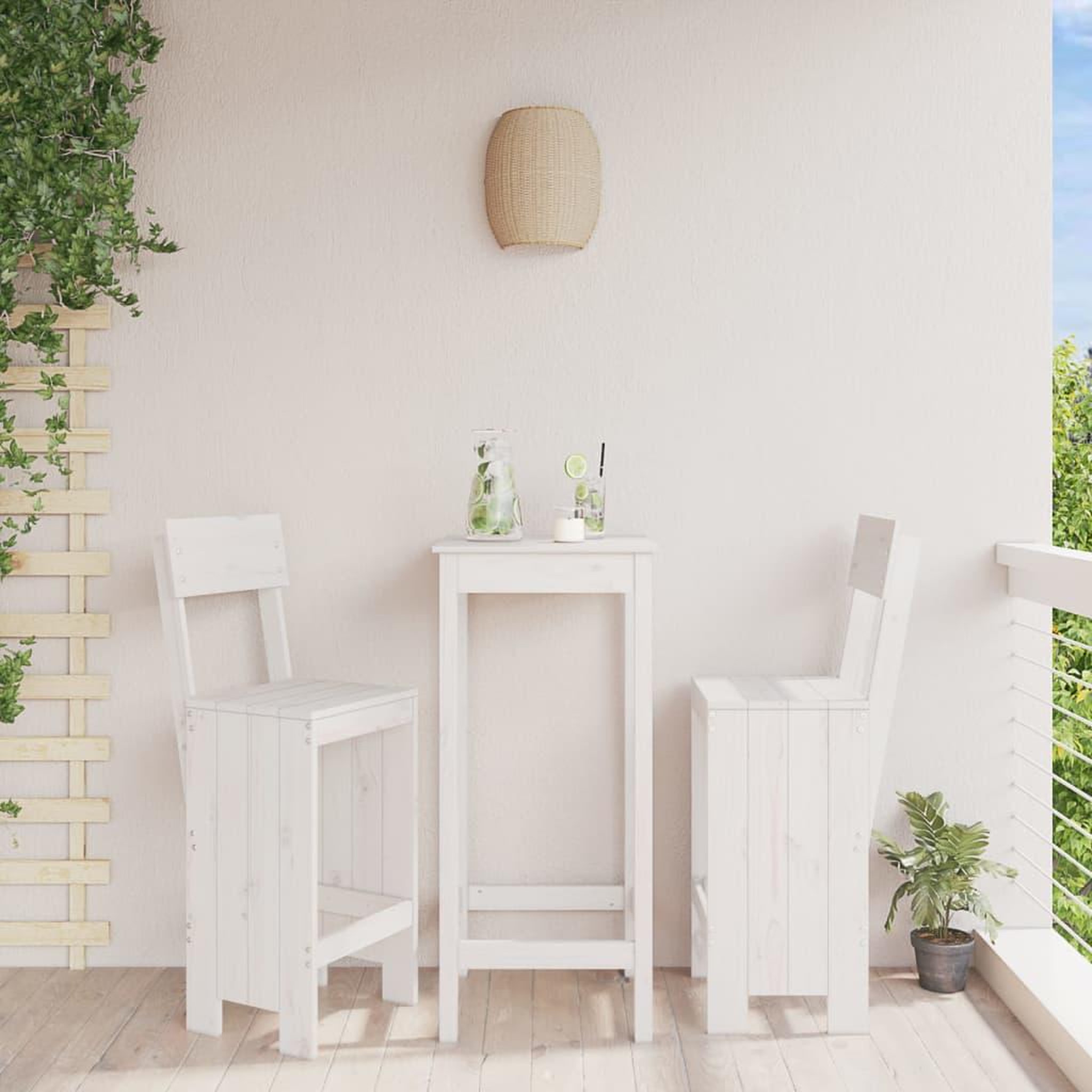 VIDAXL Tabourets de bar lot de 2 blanc 40x48,5x115,5cm bois massif pin