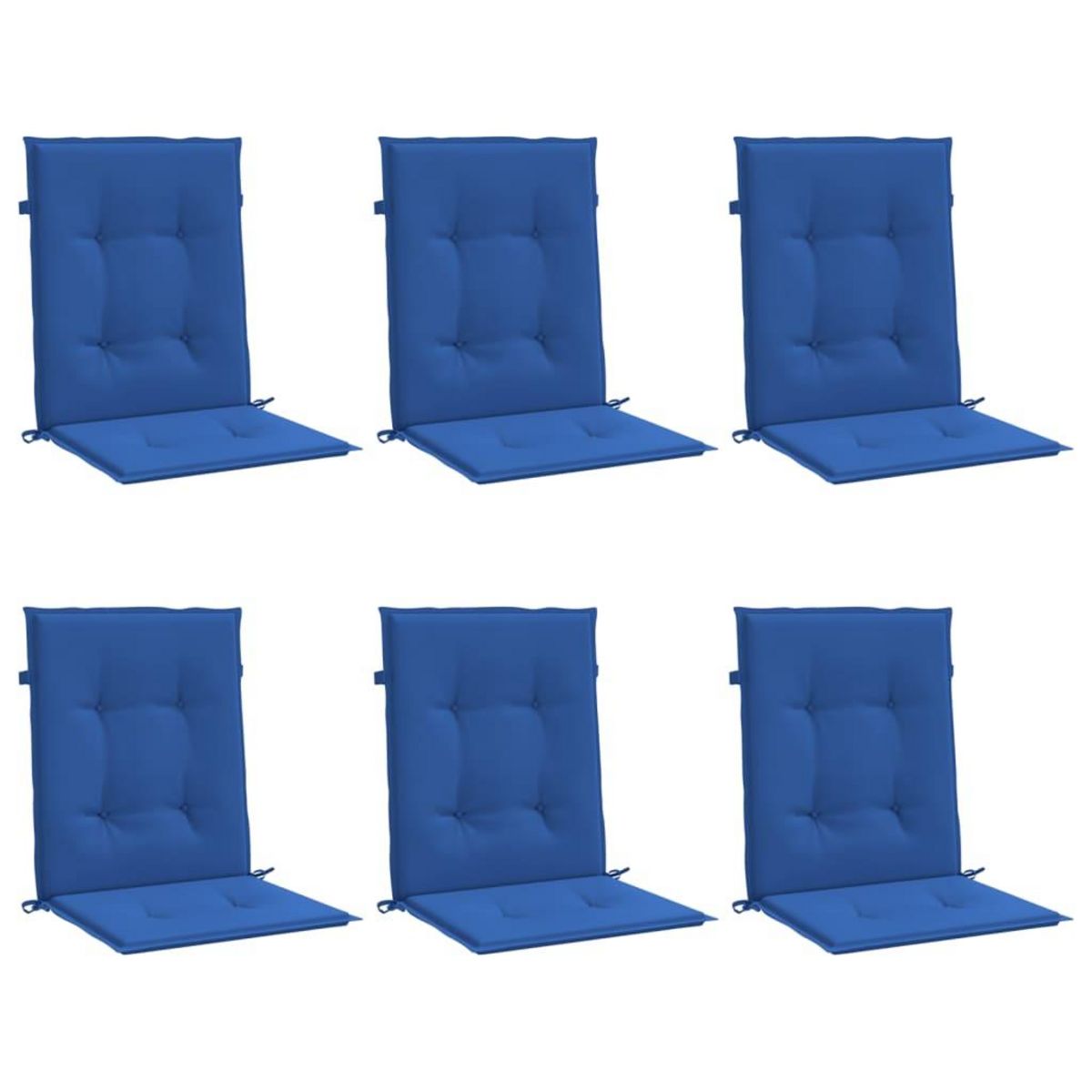 VIDAXL Coussins de chaise de jardin a dossier bas lot de 6 bleu royal