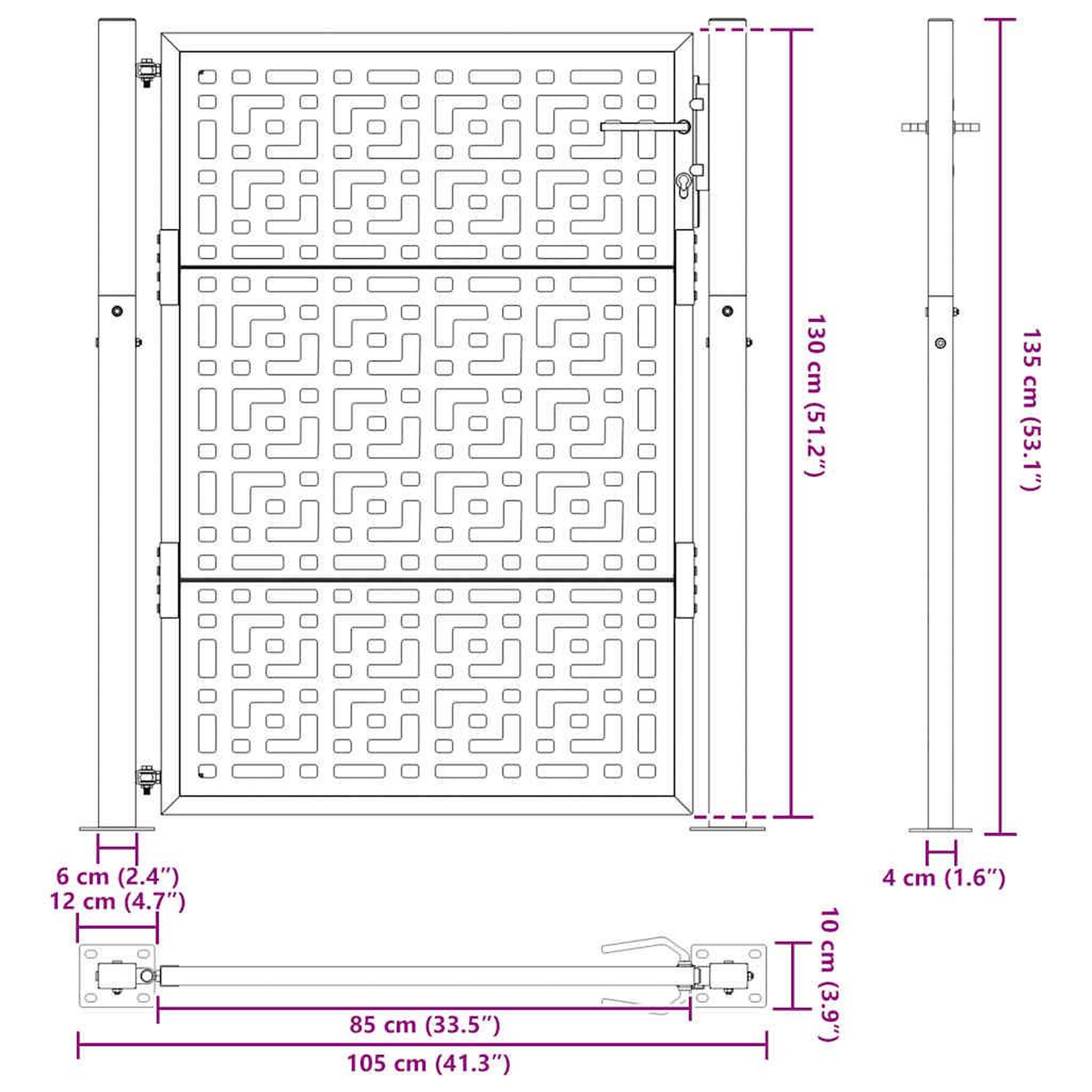 Voir la diapositive 6 : VIDAXL Porte de jardin acier resistant aux intemperies design croise