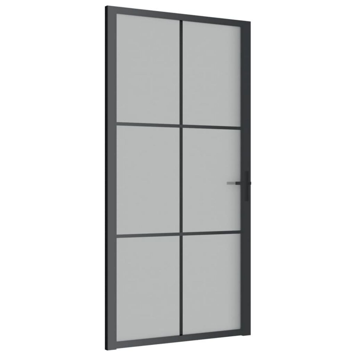 VIDAXL Porte interieure 102,5x201,5 cm Noir Verre mat et aluminium