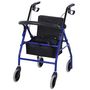 Voir la diapositive 5 : HOMCOM Déambulateur 4 roues - déambulateur pliable léger - assise + dossier rembourré  - poignées ergonomiques, freins à main - panier rangement - métal bleu