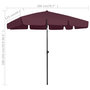 Voir la diapositive 6 : VIDAXL Parasol de plage rouge bordeaux 200x125 cm