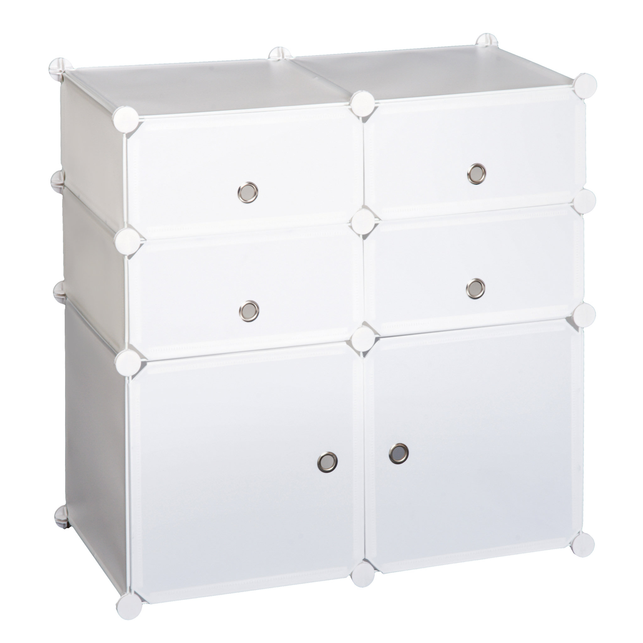 Voir la diapositive 1 : HOMCOM Armoire étagère à chaussures 3 niveaux 6 compartiments plastique + autocollants décoratifs 75L x 37l x 73H cm blanc