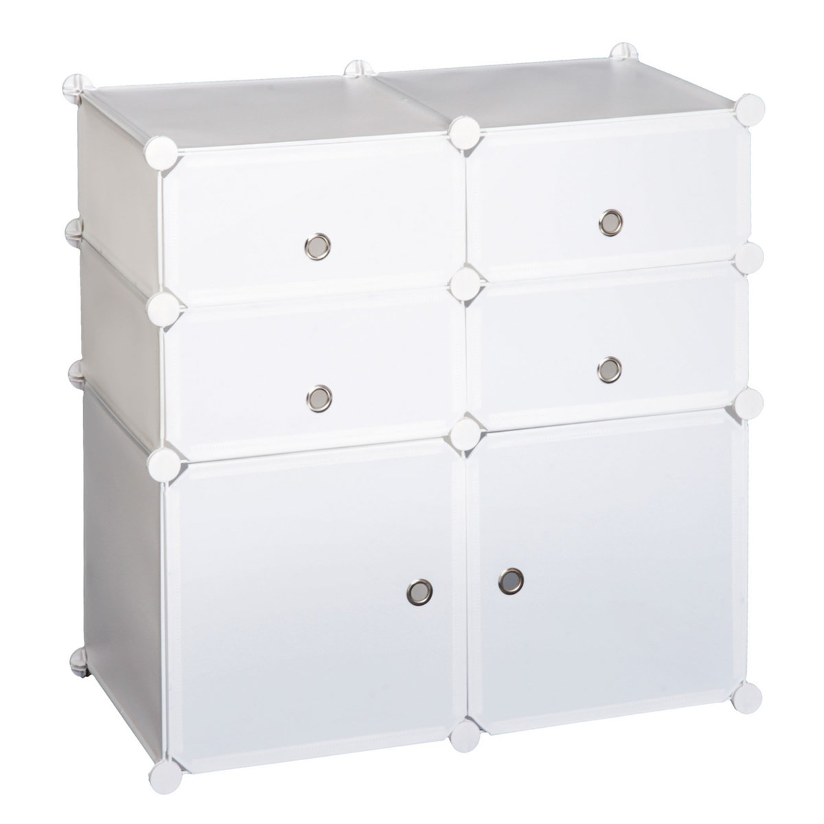 HOMCOM Armoire étagère à chaussures 3 niveaux 6 compartiments plastique + autocollants décoratifs 75L x 37l x 73H cm blanc