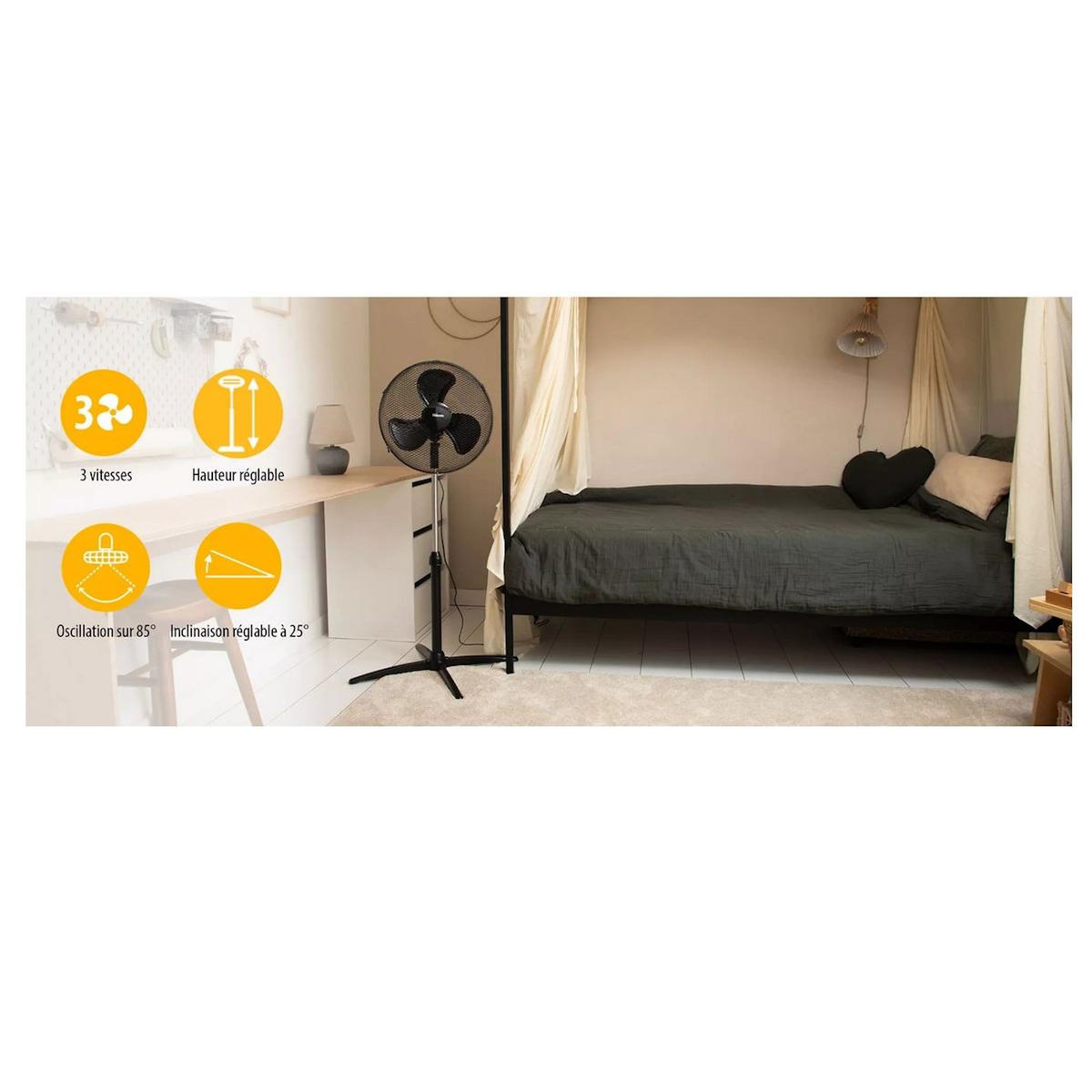 TRISTAR Ventilateur à pieds  40cm 45w noir - VE-5756