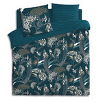 ATMOSPHERA Parure de lit 2 places en coton imprimé Paon - 240x220 - Bleu