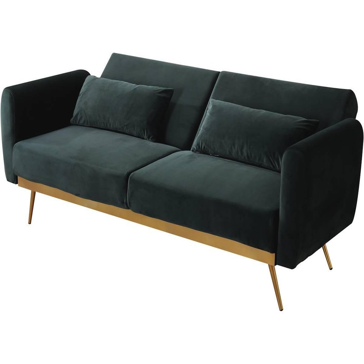 Habitat et Jardin Canapé Clic Clac en velours  Donia  - 203 x 81 x 83 cm - 3 places - Vert foncé