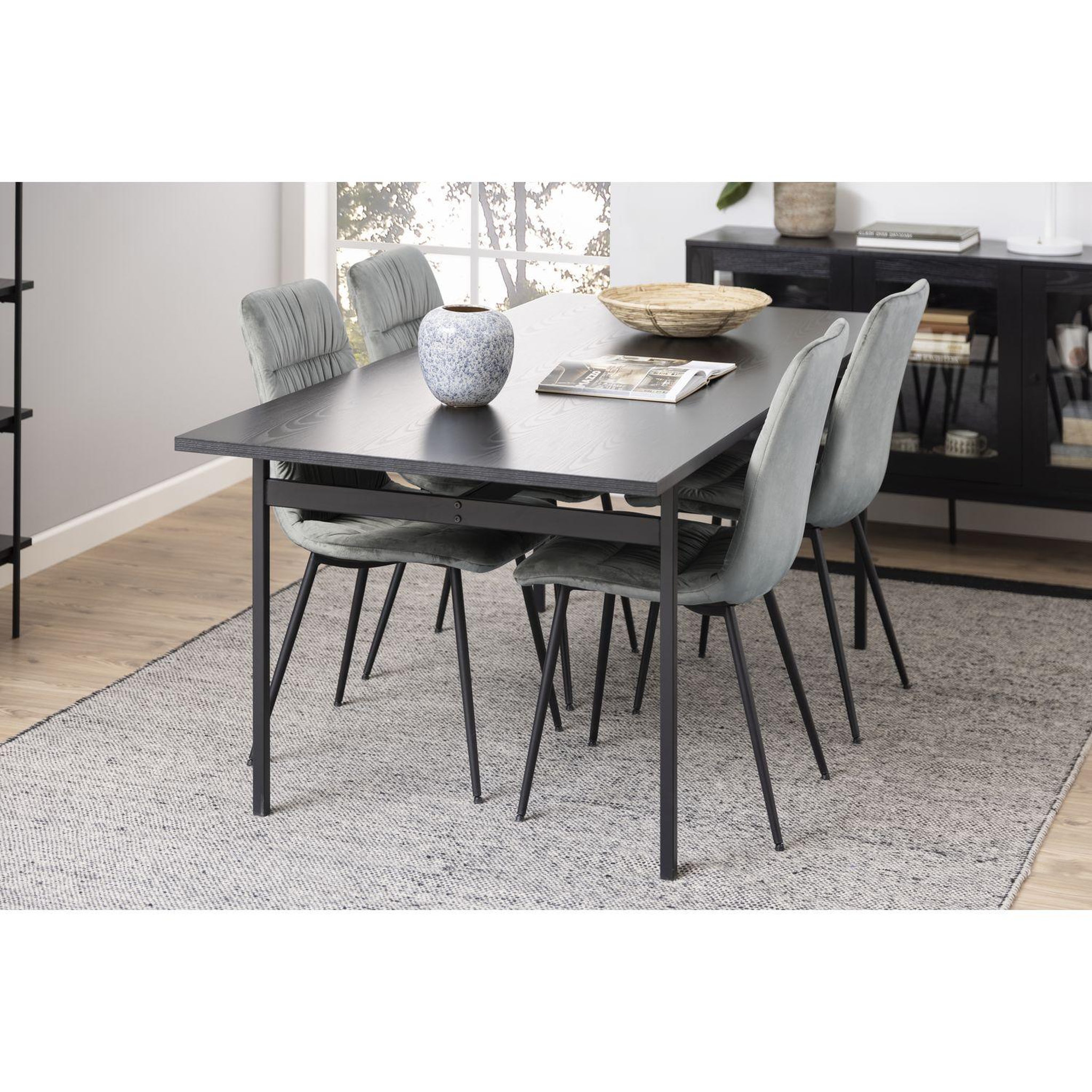 Voir la diapositive 2 : TOILINUX Table à manger en mélaminé et métal 4 à 6 convives - l. 200 cm - noir