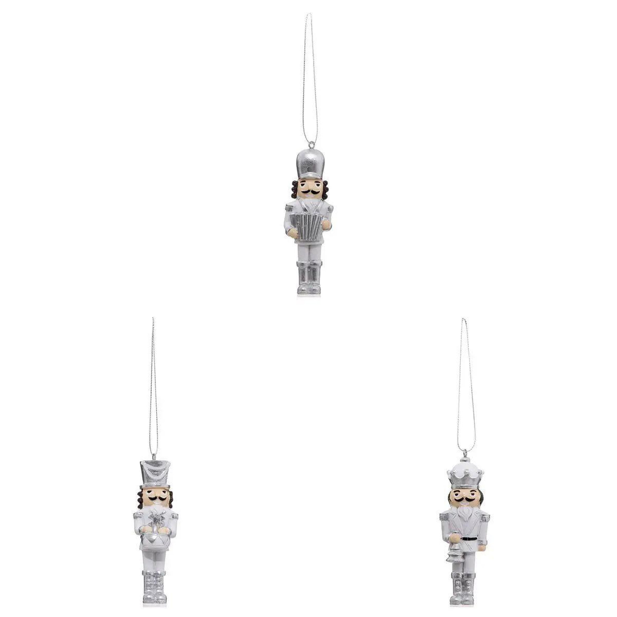 Voir la diapositive 2 : ATMOSPHERA Lot de 3 sujets de noël  casse noisette  10cm argent