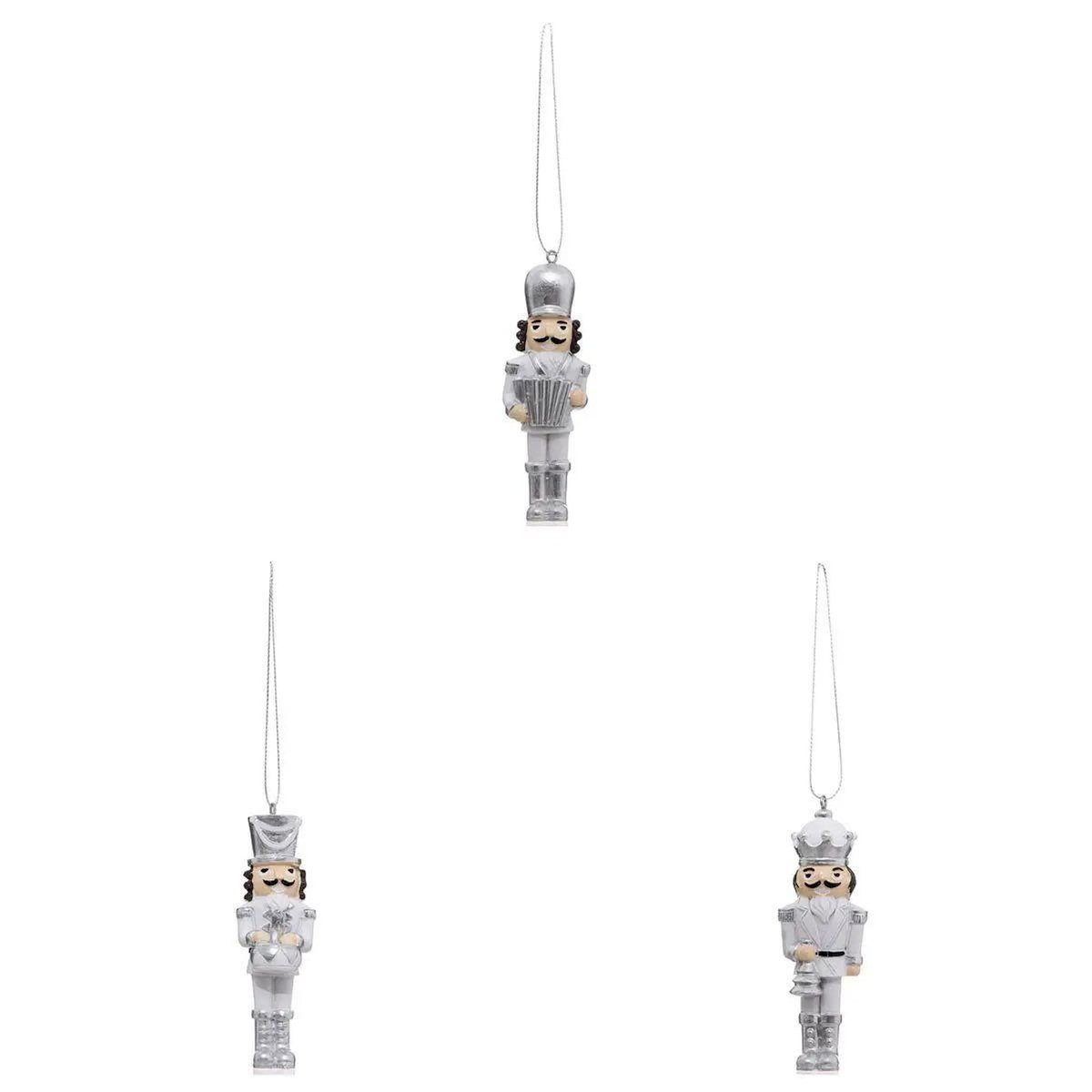 ATMOSPHERA Lot de 3 Sujets de Noël  Casse Noisette  10cm Argent