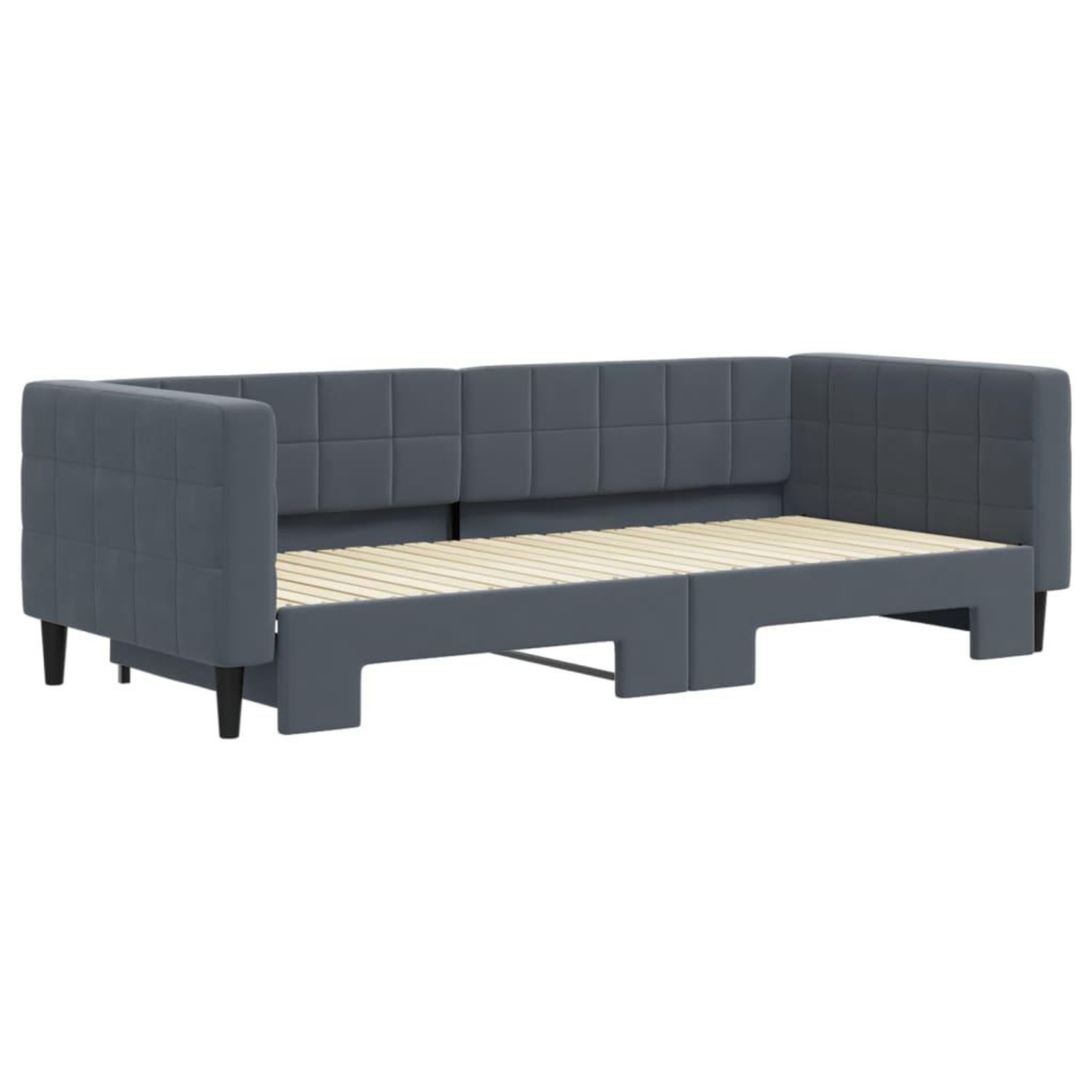 Voir la diapositive 3 : VIDAXL Lit de jour avec gigogne sans matelas gris fonce 90x200 cm