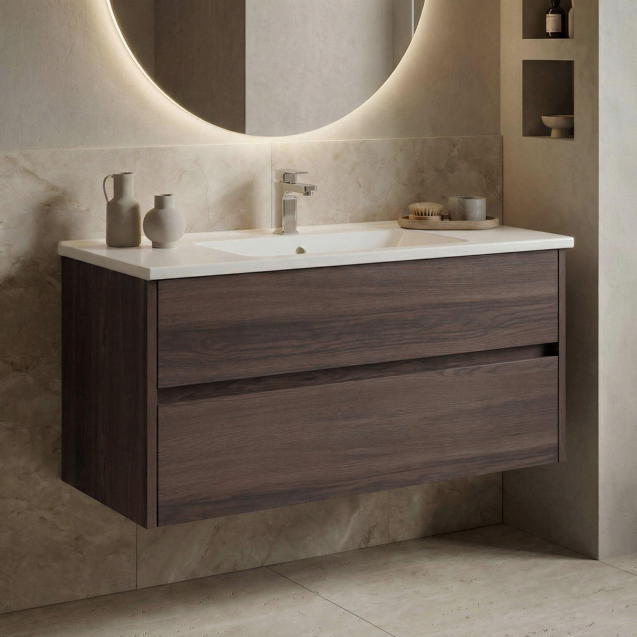 Voir la diapositive 2 : Habitat et Jardin Meuble Vasque  Side 100 v3  - 100 x 45 x 52 cm - Dark Walnut
