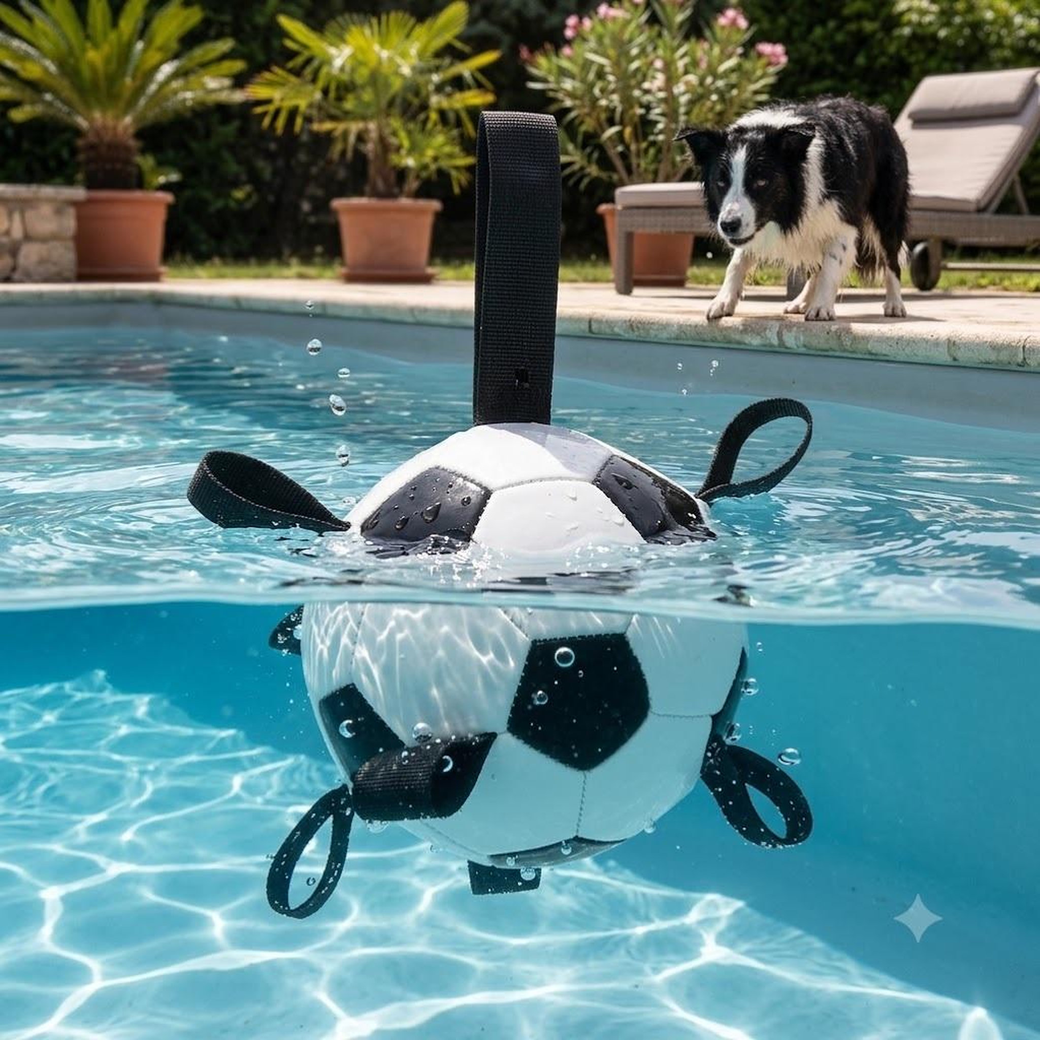 Voir la diapositive 3 : Eden Ballon de football flottant avec rubans pour chien