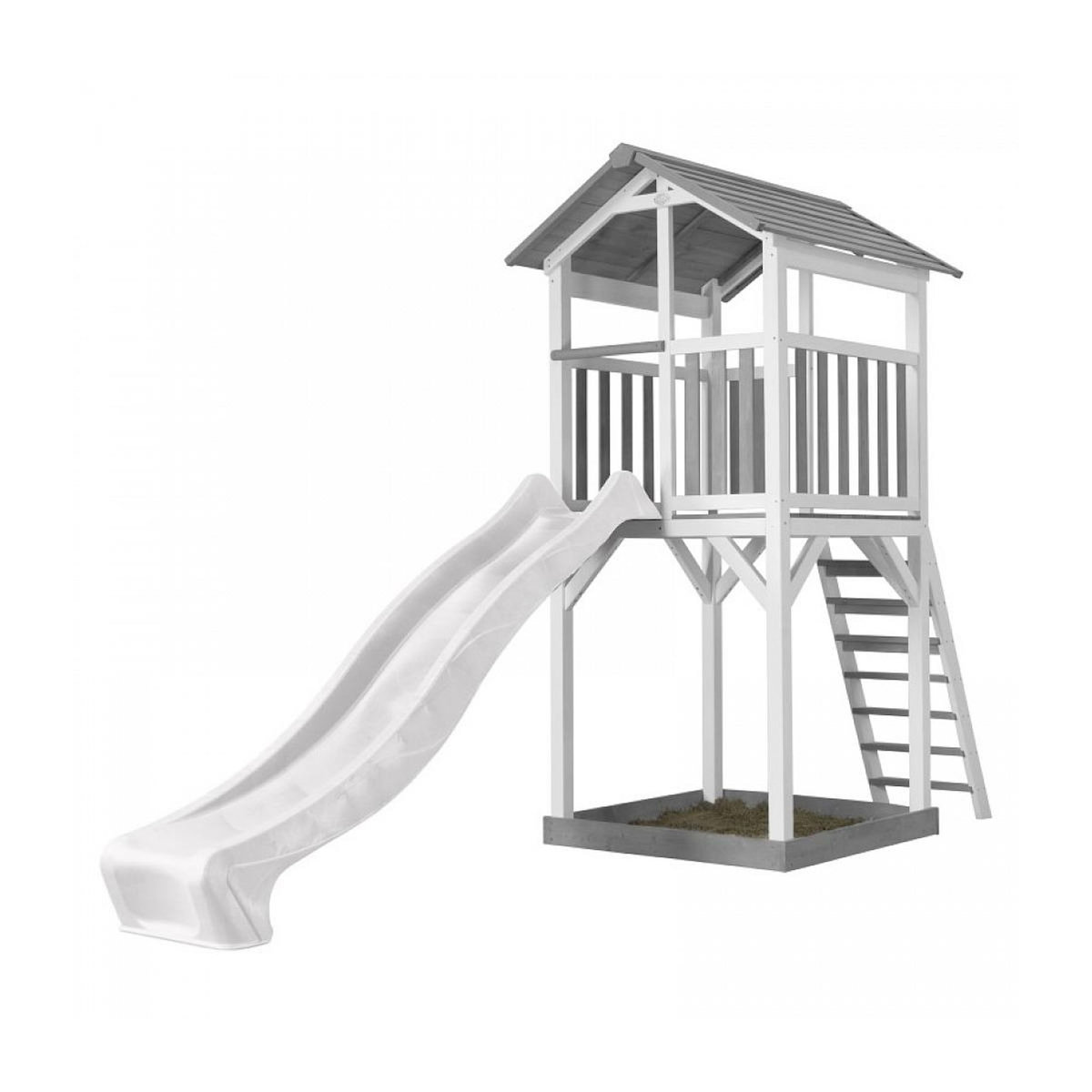 Axi House AXI Structure de jeu Beach Tower Blanc Gris avec toboggan Blanc