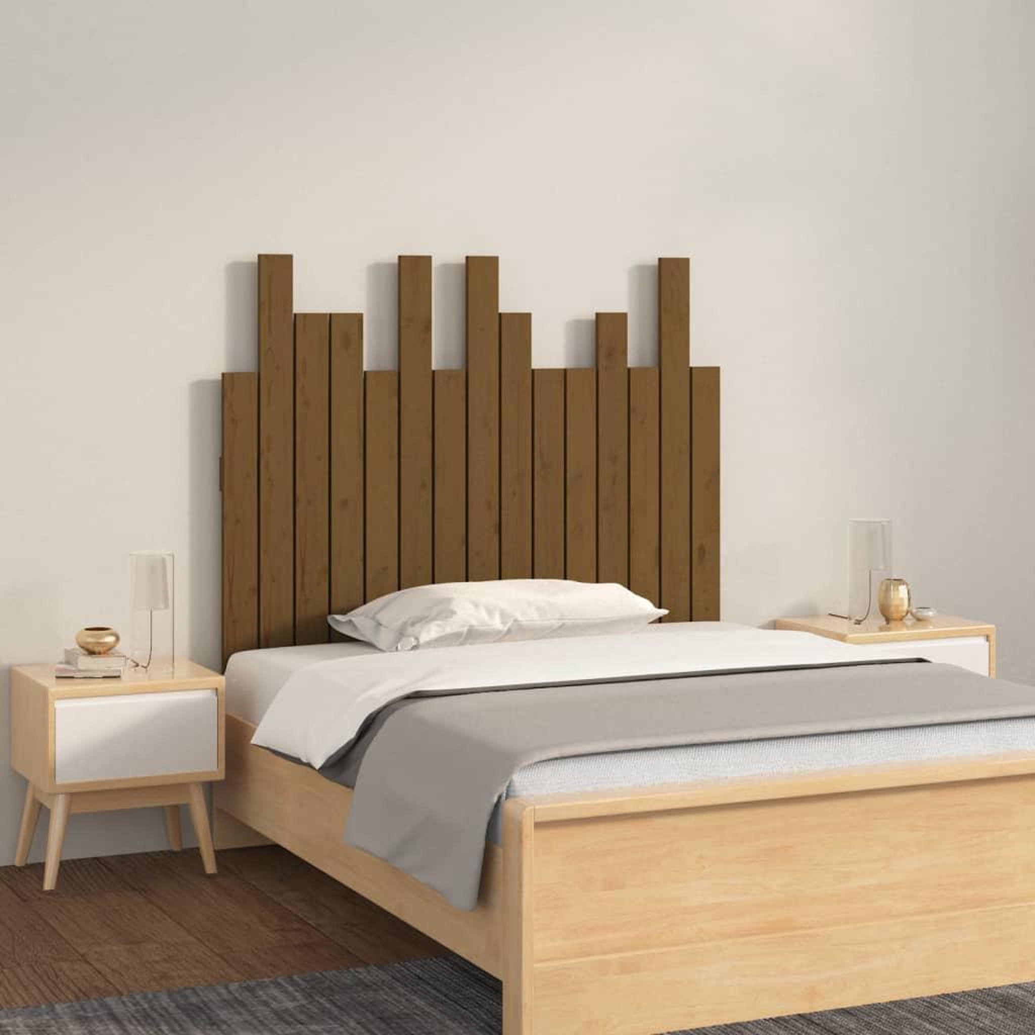 Voir la diapositive 1 : VIDAXL Tete de lit murale Marron miel 95,5x3x80 cm Bois massif de pin