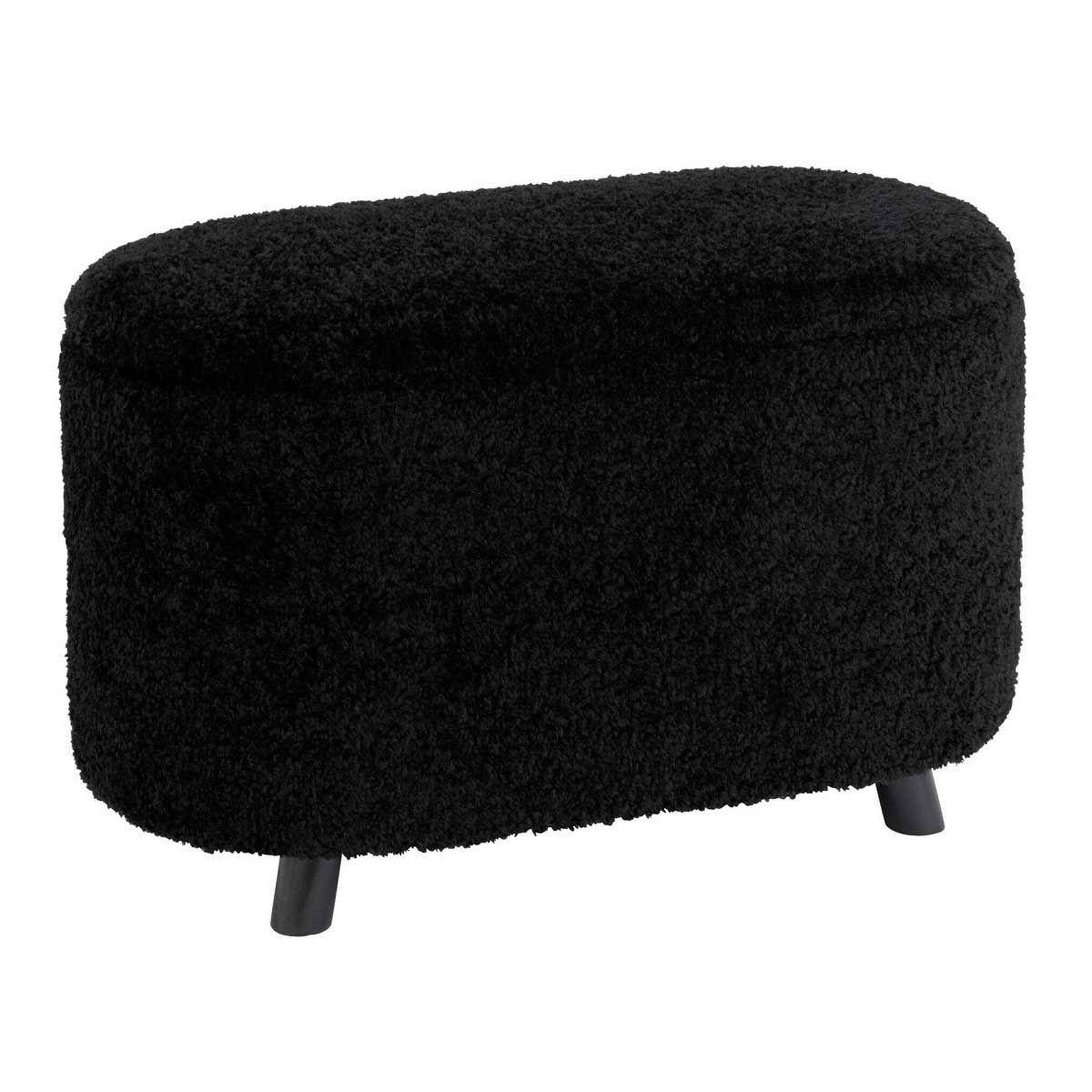 J-LINE Pouf & coffre de rangement  teddy  80cm noir